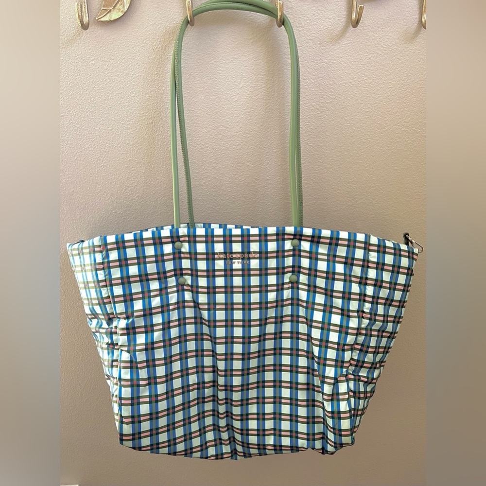 Kate Spade Everything Puffy Plaid Large Tote Bag